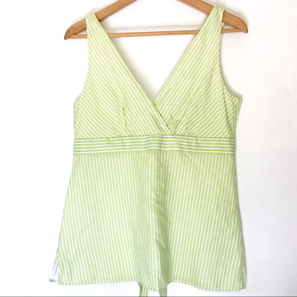 J. Crew • sleeveless top | v-neck | striped | tie